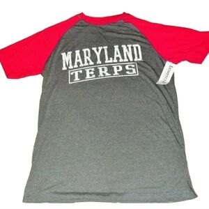 Maryland Terps Terrapins Adult Mens T-Shirt sz. Medium New Ncaa Grey Red
